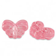Abalorio de cristal 15mm Mariposa - Rosa roja